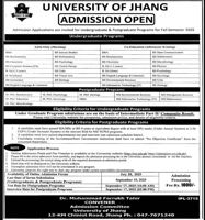 Admission notice for University of Jhang